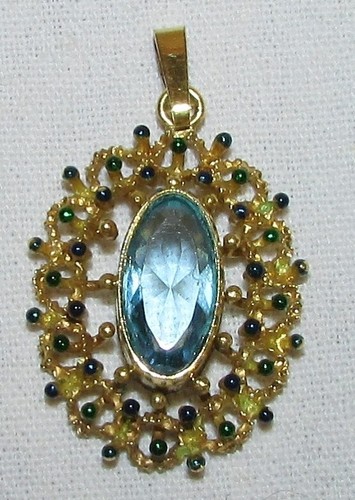 Medaillon ancien pierre bleue - ancien,