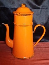 cafetière émaillée ancienne uni orange