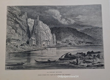 Grande Gravure  XIX°  Ardennes in-F : Belgique Rocher Bayard sur la Meuse