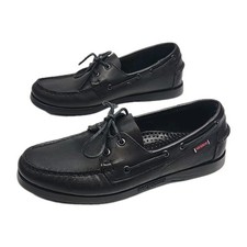 Sebago Docksides Boat Shoes Men's Size 9W Wide Black Leather Moccasin Loafer