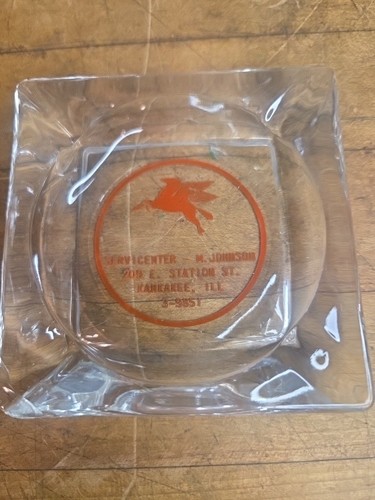 Vintage glass ashtray mobil - vintage,