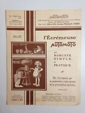 DEPLIANT L'ECREMEUSE AUTOMOTO - MAI 1928