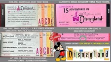 1964 Disneyland ADULT A B C D E TICKET Book ALL TICKETS GOOD - MINT With COA  Q3