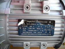 Single Phase Asynchronous Motor Type YL-80M2-4/ 220V/ 5.1A/ 1390 R/M/.75KW F/S