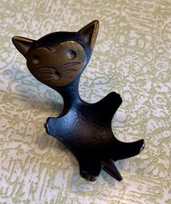Vintage Walter Bosse Germany Metal Brass Cat Kitty with Candle or Egg Cup Holder