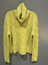 XL Chunky Pull Over Angora Lambs Wool Blend Lime Green Turtle Neck