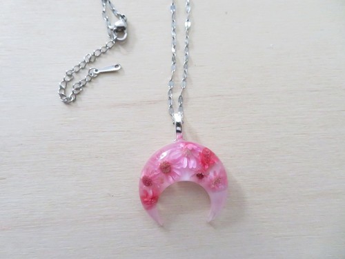 Collier lune fleurs séchées
