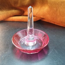 Val Saint Lambert Art Deco Style Pink Tinted Cut Crystal Ring Ring Ring? 1930 - 40