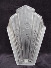 ancienne grande plaque applique en verre des HANOTS art déco à decor de fleurs 3