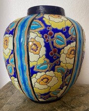 Art Deco Enameled Ceramic Vase Charles Catteau Boch Fréres Belgium La Louviere