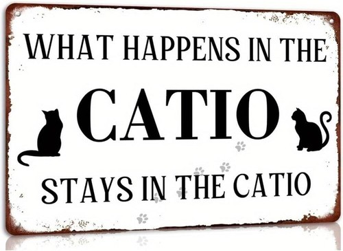 Metal cat sign aluminum 8x12 - metal,