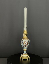 Bronze and Cloisonné Enamel Oil Lamp, France, Late 19th Century