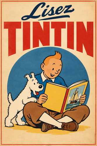 Lisez tintin affiche de - -,
