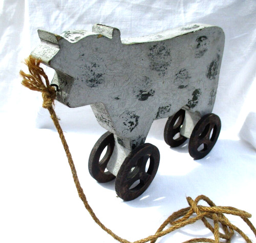 Vache tirer roulette vintage - vache,