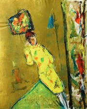 Walter Becker 1893-1984 Food / Painting 1983 "The Yellow Dress" Late Work Woman
