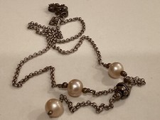 antique bijoux argent 925 perle et dragon collier 