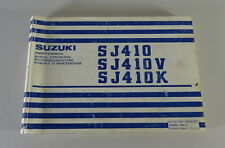 Owners Manual/Manual Suzuki SJ 410/410V/410K Stand 10/1990