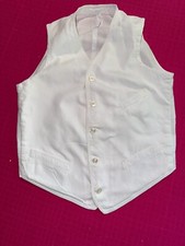 Antique White Cotton Pique Kids Suit Vest