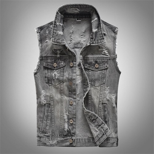 Gilet jean gris pour homme - gilet, en