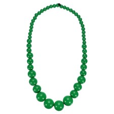 Collier perles bois rond vert
