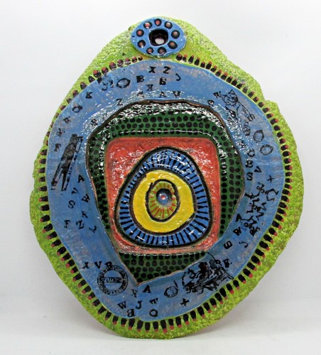 Funky ceramic plaque - ceramic,
