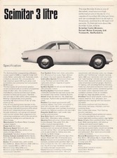 Reliant Scimitar 3-Litre Coupe Specifications 1966-67 UK Single Sheet Brochure