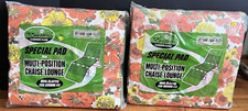 Set of 2 Vtg 60s 70s Orange & Yellow Floral Vinyl Chaise Lounge Cushions 21.5x70