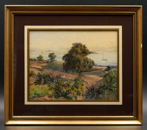 Aquarelle paysage bord de - aquarelle,,