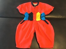 TROTTINETTE Paris UNISEX CHILD ONE-PIECE ROMPER Sz6M RED 100%COTTON, FRANCE ??