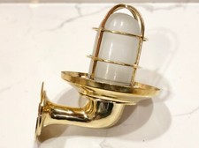 Lot de 2 lampes cloisonnières en laiton marin avec abat-jour et verre blanc