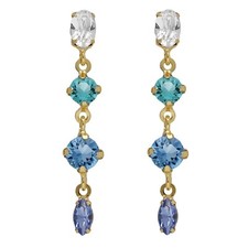 Victoria Cruz Bijoux Boucles D'Oreilles pour Femmes Lisbonne Or Kaskade Bleu