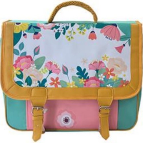 Cartable fleurs rose jaune - cartable,