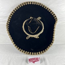 ➜MAGNIFIQUE GRAND CHAPEAU MEXICAIN SOMBRERO en velours noir/or 57cm vintage