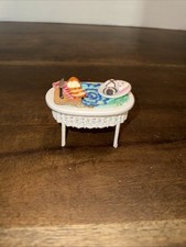 Dollhouse Miniature Wicker Garden Dessert Table Wilhelmina Miniatures