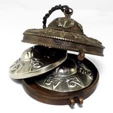 Tibetan Buddhist Tingsha Cymbals Reiki Bell Chime Metal Cover Nepal Meditation