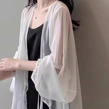 Femmes Extra Fin Maille Midi Veste Boléro Mince Manteau Long Manche Cardigan New