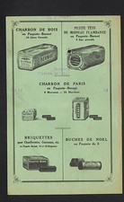PARIS (X°) WOOD COALS BRIQUETTES LOGS "BERNOT" invoice on the back in 1932
