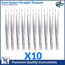 Surgical Tissue Holding Corn Suture Tweezers 6" Dental Eyelet Straight Forceps