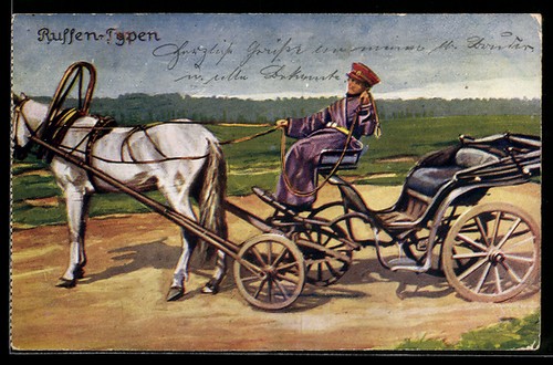 Cocher russe avec calèche