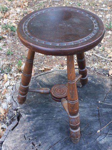Tabouret tripode vintage - , bois