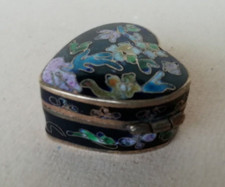 small enamelled metal heart shaped box, pillar