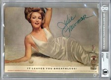 JULIE NEWMAR SIGNED 11x8 1962 SMIRNOFF MAGAZINE ADVERTISEMENT RARE BECKETT BAS