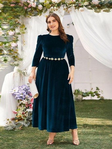Femmes robe velours midi - robe,