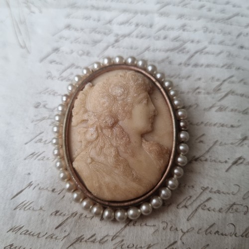Broche camée pierre - broche,