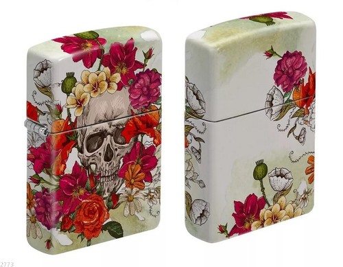 Zippo skull and flowers - zippo,