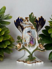 Antique french vieux paris porcelain hand paint noblewoman portrait vase