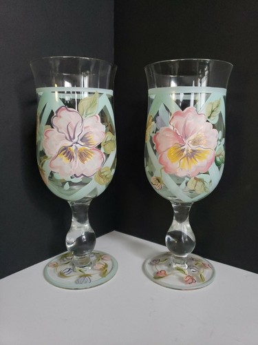 Hand painted stemmed ice - stemmed,