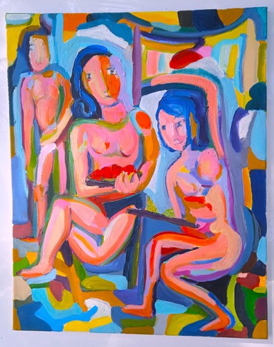 Tableau peinture cubiste acryl