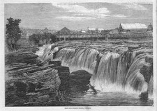 CANADA The Chaudiere Falls near Ottawa - Antique Print 1860