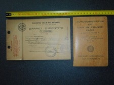 1931 AUTOMOBILE CLUB DE FANCE certificat + TOURING CUB DE FRANCE CARNET D'IDENTI